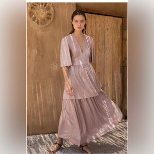 Sabina Musayev pink shimmering Maxi Dress OS
